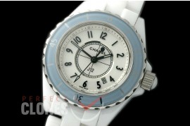 0 CHA-33W-123 J12 Ladies Blue Bez CER/CER White/Black Num Swiss Quartz 