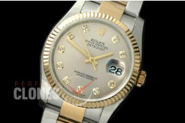 R36DJT-763 116233 SS/YG Fluted/Oyster Light Grey Diamond SA 3135