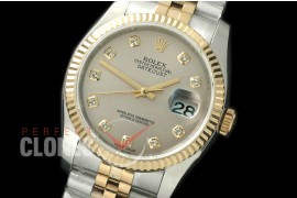 R36DJT-713 116233 SS/YG Fluted/Jubilee Light Grey Sticks SA 3135