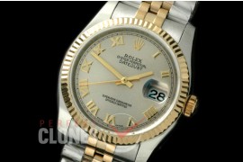 R36DJT-723 116233 SS/YG Fluted/Jubilee Light Grey Roman SA 3135