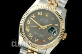 R36DJT-724 116233 SS/YG Fluted/Jubilee Grey Roman SA 3135