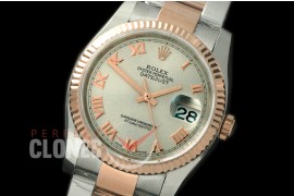 R36DJTR-773 116231 SS/RG Fluted/Oyster Light Grey Roman SA 3135