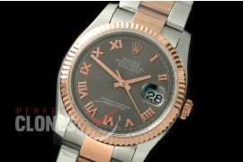 R36DJTR-774 116231 SS/RG Fluted/Oyster Grey Roman SA 3135