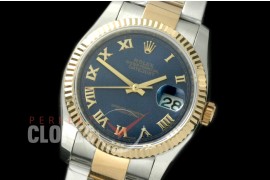 R36DJT-775 116233 SS/YG Fluted/Oyster Blue Roman SA 3135