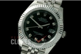 R41DJS-823 126334 SS/SS Fluted/Jubilee Silver Black Diam SA 3235