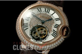 0 0 CARBA-MID-006 Mid Size Ballon De Cartier Tourbillon RG/LE White/Diam Flying Man Tourbilon