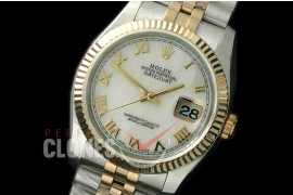 R36DJT-728 116233 SS/YG Fluted/Jubilee MOP White Roman SA 3135