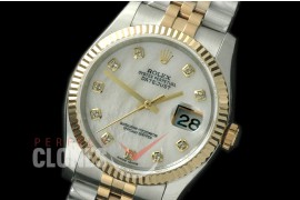 R36DJT-718 116233 SS/YG Fluted/Jubilee MOP White Diam SA 3135