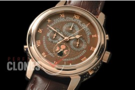 PPSM00113 Perpetual Calender Skymoon Tourbillon ( Dua Side) RG/LE Brown