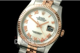 R36DJTR-728 116231 SS/RG Fluted/Jubilee MOP White Roman SA 3135