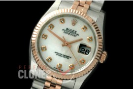 R36DJTR-718 116231 SS/RG Fluted/Jubilee MOP White Diam SA 3135