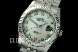 R36DJS-728 116234 SS/SS Fluted/Jubilee Light MOP White Roman SA 3135