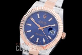 R41DJTR-704 116331 SS/RG Fluted/Oyster Blue Sticks SA 3136