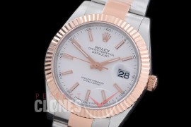 R41DJTR-700 116331 SS/RG Fluted/Oyster White Sticks SA 3136