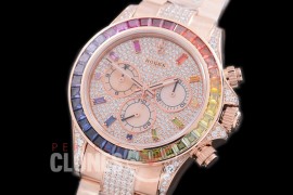 RLDUB00008 Daytona Everose Rainbow 116595 RBOW RG/RG Rose Gold Diamond Crested Dial A7750