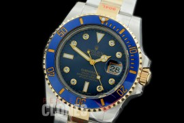 0 0 0 0 RLST00974A GMF 904L Steel Submariner 116613LB SS/YG Blue Serti A-2824
