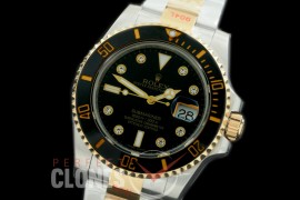 0 0 0 0 RLST00973A GMF 904L Steel Submariner 116613LN SS/YG Black Serti A-2824