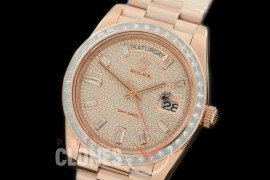 R40DDR00408D2 228345RBR RG/RG Baguette Cut Diam Bez Rose Gold Glazier Asian Clone 2836
