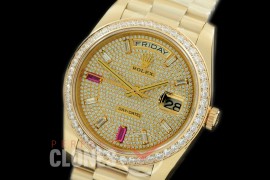 R40DDF00408D 228348RBR YG/YG Diam Bez Gold Glazier/Ruby Asian Clone 2836