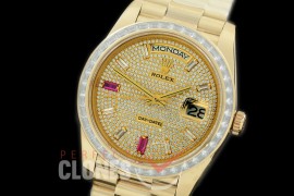 R40DDF00408D2 228348RBR YG/YG Baguette Cut Diam Bez Gold Glazier/Ruby Asian Clone 2836