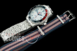 0 0 OM300M-021S 2018 Seamaster Diver 300M 007 Limited Edition SS/SS White Asian Clone 2824/2507 Free Nato Strap