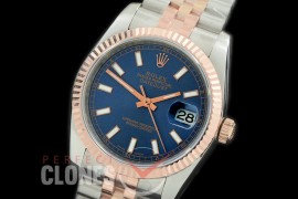 R36DJTR-355 GMF 126231 SS/RG Fluted/Jubilee Blue Sticks SA 3135 904L Steel 