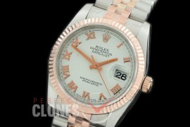 R36DJTR-371 GMF 126231 SS/RG Fluted/Jubilee White Roman SA 3135 904L Steel