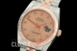 R36DJTR-365 GMF 126231 SS/RG Fluted/Jubilee Rose Diam SA 3135 904L Steel