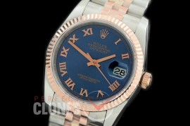 R36DJTR-374 GMF 126231 SS/RG Fluted/Jubilee Blue Roman SA 3135 904L Steel
