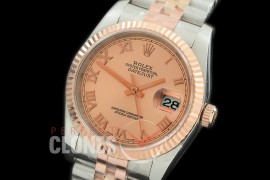 R36DJTR-375 GMF 126231 SS/RG Fluted/Jubilee Rose Roman SA 3135 904L Steel