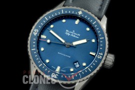 0 0 0 BP-50F-012 GF 50 Fathoms Bathyscaphe TI/NY Blue HZ7 Mod to Calibre 1315 - Free Rubber Strap