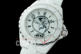 0 0 CHA-38-301 J12 Ladies Mademoiselle Coco Limited Edition CER/CER White Num Miyota 9015 Mod to Chanel Calibre 
