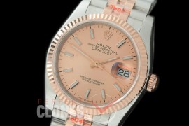 R36DJTR-306 GMF 126231 SS/RG Fluted/Jubilee Rose Sticks SA 3135 904L Steel 