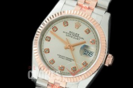 R36DJTR-311 GMF 126231 SS/RG Fluted/Jubilee White Diamonds SA 3135 904L Steel 