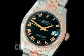 R36DJTR-322 GMF 126231 SS/RG Fluted/Jubilee Black Roman SA 3135 904L Steel 