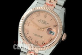 R36DJTR-326 GMF 126231 SS/RG Fluted/Jubilee Rose Gold Roman SA 3135 904L Steel 