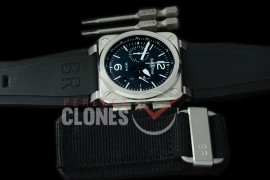 0 0 0 BR03-94-100 BR03-94 Chronograph SS/RU Black A-7750 Sec at 3 - Bundle with Free Nylon Velcro Strap with Toolkit