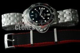 0 OM300M-087S Seamaster Diver 300M SS/SS James Bond 50th Limited Ed Black Asian 2824 Mod 2507 Free Nato Strap 