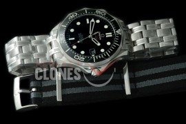 0 OM300M-081S Seamaster Diver 300M SS/SS Black Asian 2824 Mod 2500 Free Nato Strap 