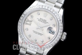 R28DJS-706D 279136RBR Datejust Ladies 28mm SS/SS Diam/President Silver Diam ETA 2671