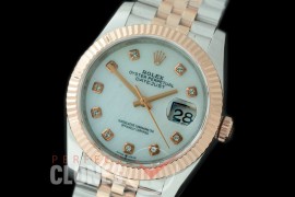 R36DJTR-517F BP Datejust 36 120231 SS/RG Fluted/Jubilee 2019 MOP White Diamonds A-2824