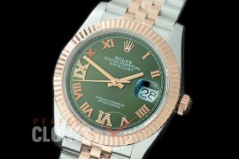 R36DJTR-530F BP Datejust 36 120231 SS/RG Fluted/Jubilee 2019 Olive Green Roman/Diam A-2824