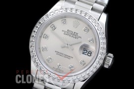 R28DJS-701D 279136RBR Datejust Ladies 28mm SS/SS Diam/President Silver Diam ETA 2671