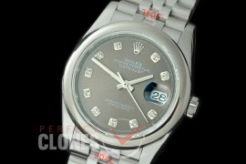 R36DJS-313S GMF 126234 SS/SS Smooth/Jubilee Dark Rhodium Grey Diam Asian 2824 904L Steel 