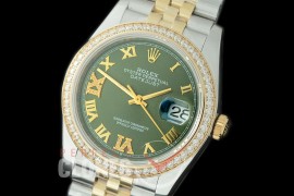 R36DJT-529Y 126283RBR SS/YG Diam/Jubilee 2019 Olive Green Roman-Diam A-2824