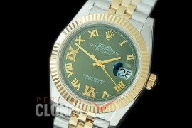 R36DJT-529F BP Datejust 36 126233 SS/YG Fluted/Jubilee 2019 Olive Green Roman/Diam A-2824