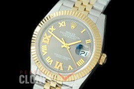 R36DJT-528F BP Datejust 36 126233 SS/YG Fluted/Jubilee 2019 Dark Rhodium Grey Roman/Diam A-2824