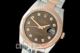 0 0 R41DJTR-917 JF/ARF 904L Steel 126331 Oyster SS/RG Brown Diam Asian 2824/3235 Mod