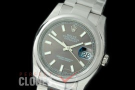 R36DJS-374S GMF 126234 SS/SS Smooth/Oyster Dark Rhodium Grey Sticks SA 3135 904L Steel 