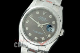 R36DJS-384S GMF 126234 SS/SS Smooth/Oyster Dark Rhodium Grey Diam SA 3135 904L Steel 